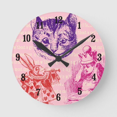Customizable Vintage Alice in Wonderland Round Clock