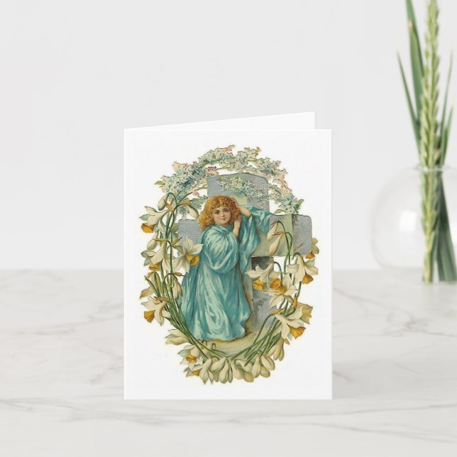 Customizable Vintage Angel and Cross Cards (Front)
