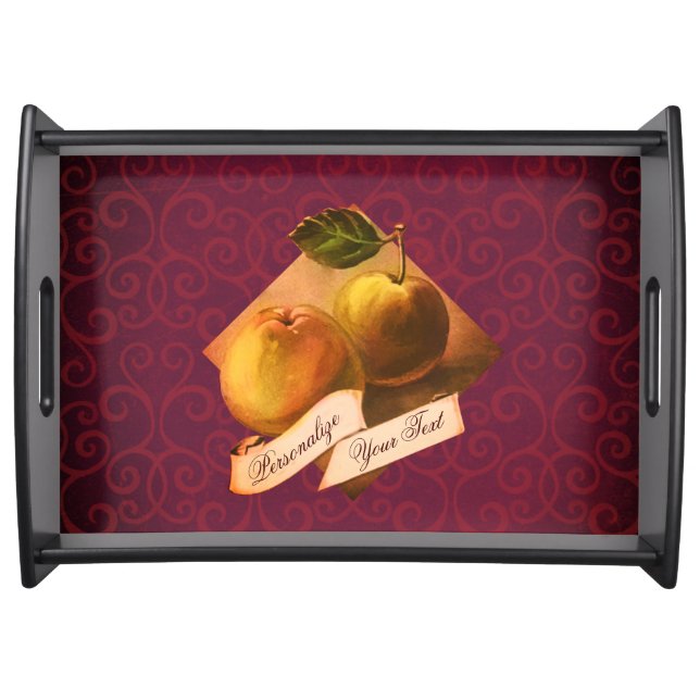 Customizable Vintage Apples Elegant Retro Rustic Serving Tray (Front)