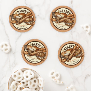 Customizable Vintage Baker’s Coaster Set