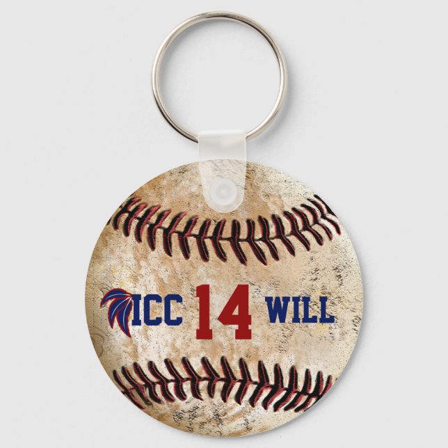 Customizable Vintage Baseball Key Ring YOUR TEXT (Front)