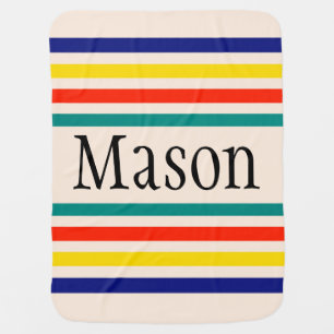 Customizable Vintage Bold Striped Baby Blanket