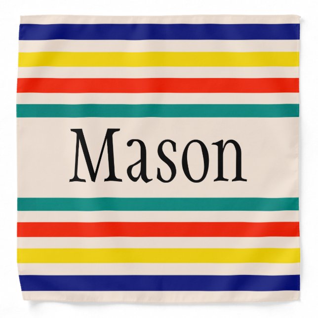 Customizable Vintage Bold Striped Bandana (Front)