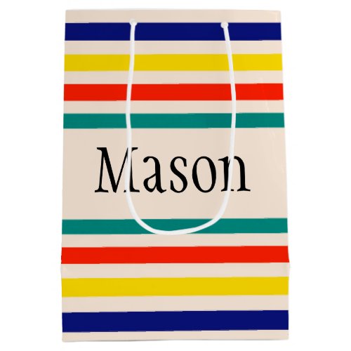 Customizable Vintage Bold Striped Gift Bag