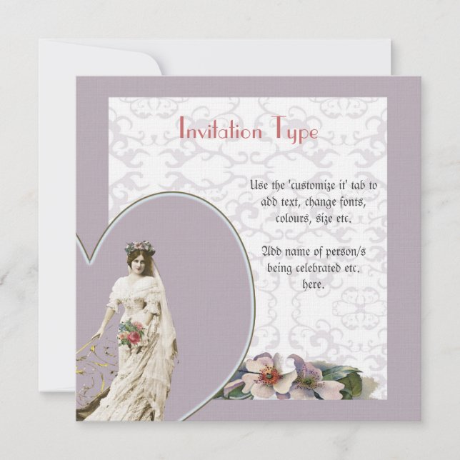 Customizable vintage bride wedding set - templates (Front)