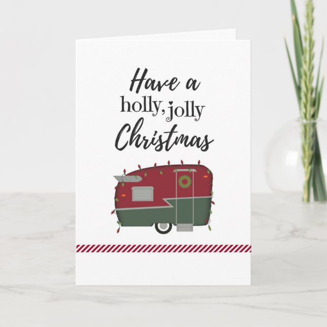 Customizable Vintage Camper Christmas Card (Front)