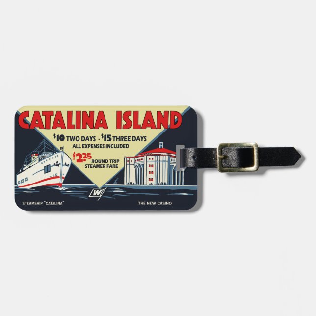 Customizable Vintage Catalina Island Luggage Tag (Front Horizontal)