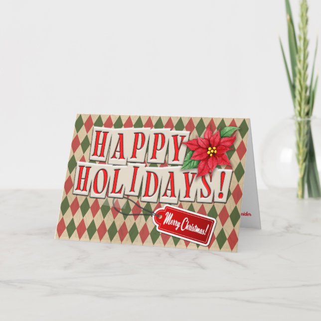 Customizable Vintage Christmas Gift Wrapping Paper Holiday Card (Front)