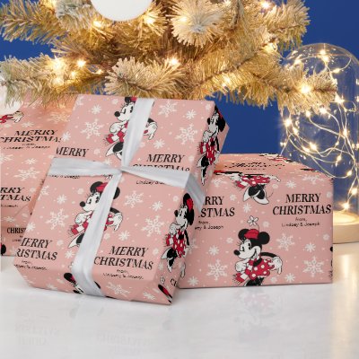 Customizable Vintage Christmas Minnie Mouse  Wrapping Paper