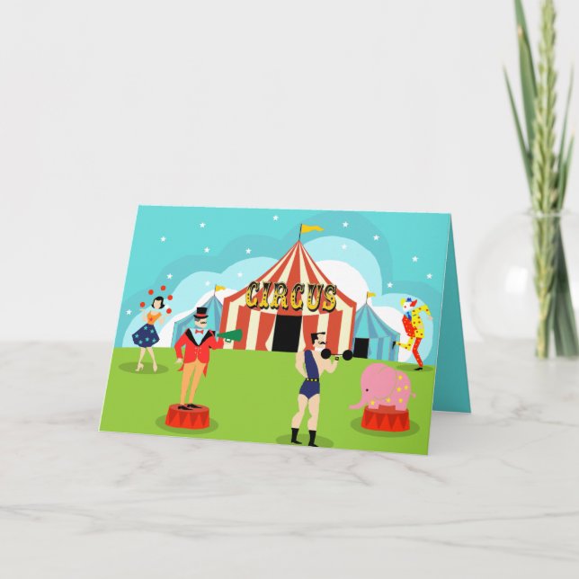 Customizable Vintage Circus Greeting Card (Front)