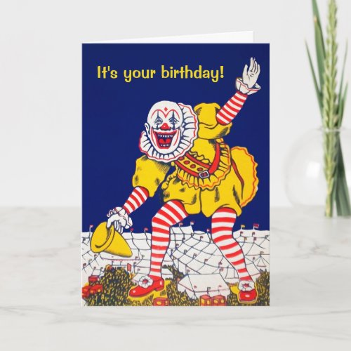 Customizable Vintage Clown Greeting Card