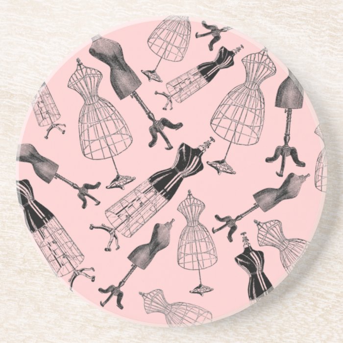 Customizable Vintage Dress Forms Beverage Coasters