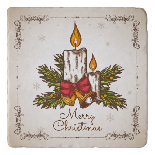 Customizable Vintage Family Christmas Candle Trivet