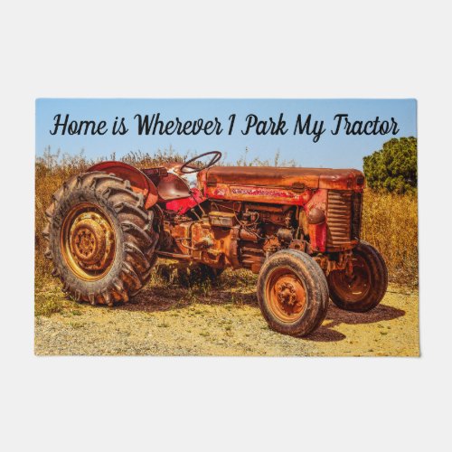 Customizable Vintage Farm Tractor Farmer Welcome Doormat