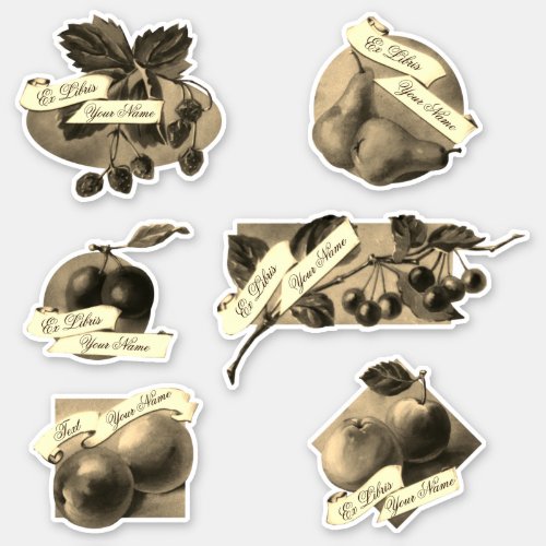 Customizable Vintage Fruit Home Made Recipes Book Sticker