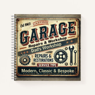 Customizable Vintage Garage Spiral Notebook