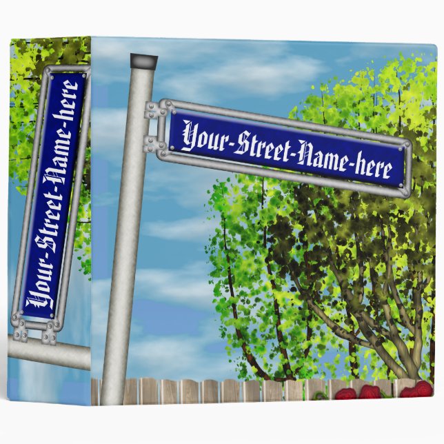 Customizable vintage German street sign - 3 Ring Binder (Front/Spine)