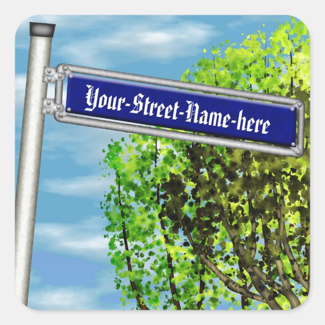 Customizable vintage German street sign - Square Sticker (Front)