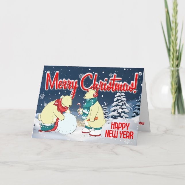 Customizable Vintage Holiday Bears Christmas (Front)