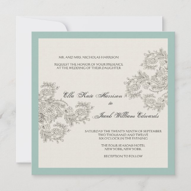Customizable Vintage Inspired Wedding Invite (Front)