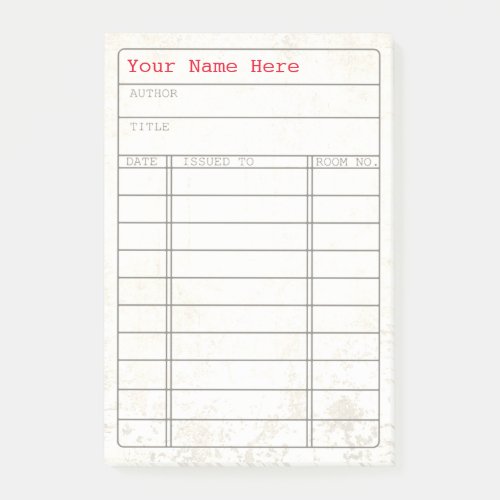 Customizable Vintage Library Book Card Notes