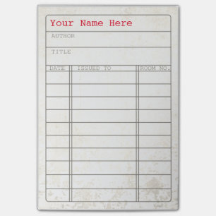 Customizable Vintage Library Book Card Notes