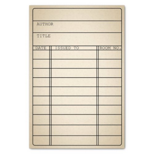 Customizable Vintage Library Book Card Tissue Wrap Tissue Paper