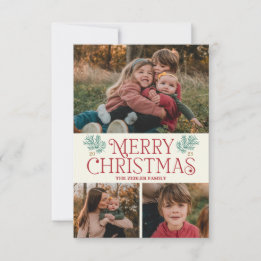 Customizable Vintage Merry Christmas Photo Card