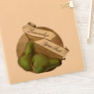 Customizable Vintage Pears Fruit Grocery Store Sticker