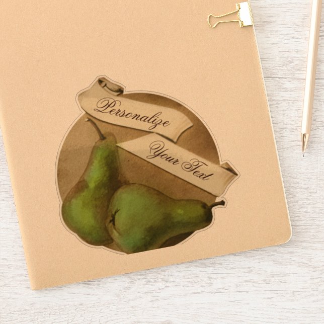Customizable Vintage Pears Fruit Grocery Store Sticker (Notebook)