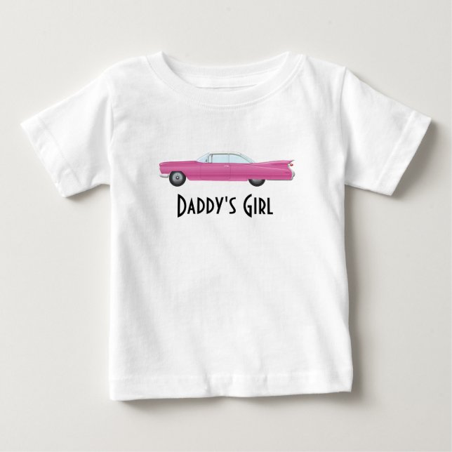 Customizable Vintage Pink Car Trendy Baby T-Shirt (Front)