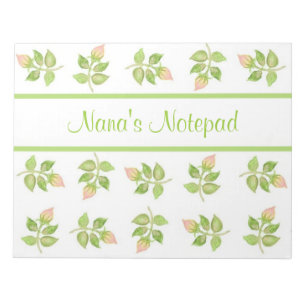 Customizable Vintage Pink Rosebuds Notepad, Jotter Notepad