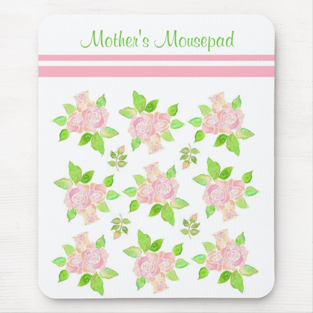 Customizable Vintage Pink Roses Mousepad (Front)