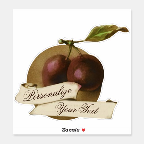 Customizable Vintage Plums Fruit Grocery Store Sticker