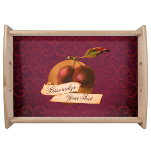 Customizable Vintage Plums Retro Fruit Old School Serving Tray