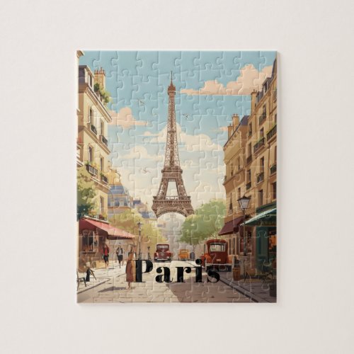 Customizable Vintage Poster Portrait Paris Jigsaw Puzzle