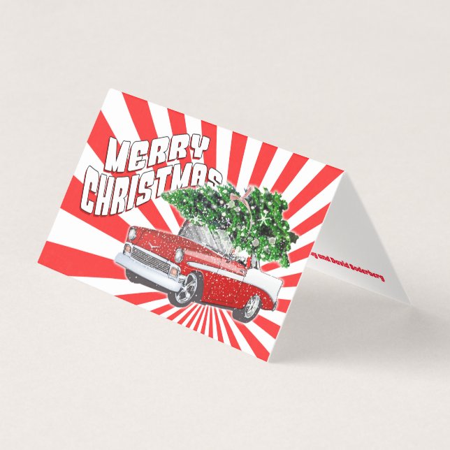 Customizable Vintage Retro Classic Car Christmas (Front)