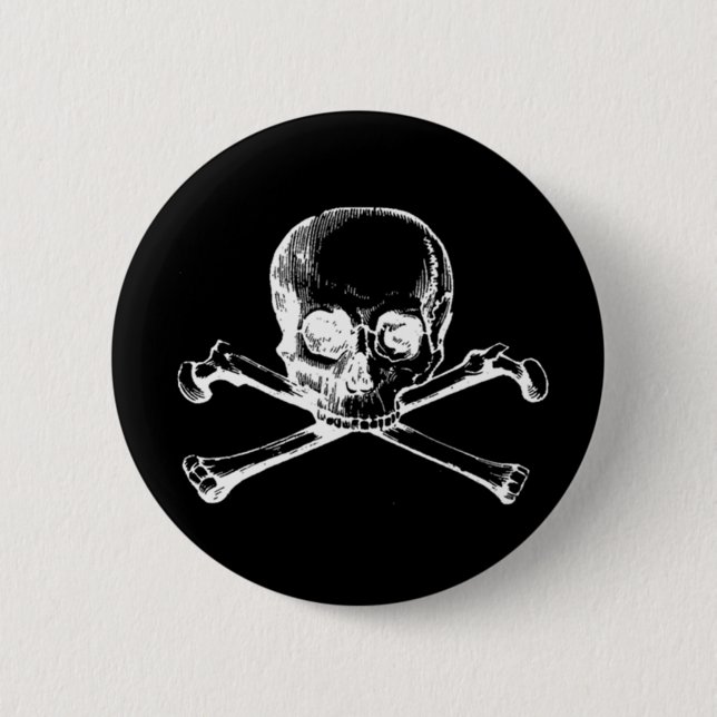 Customizable Vintage Skull & Crossbones Button (Front)