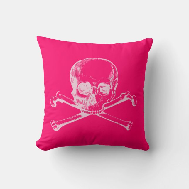 Customizable Vintage Skull Throw Pillow (Front)