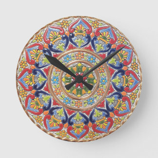 Customizable Vintage Spanish Tile Round Clock