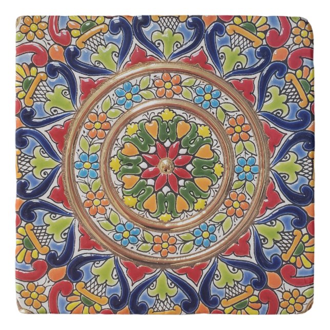 Customizable Vintage Spanish Tile Trivet (Front)