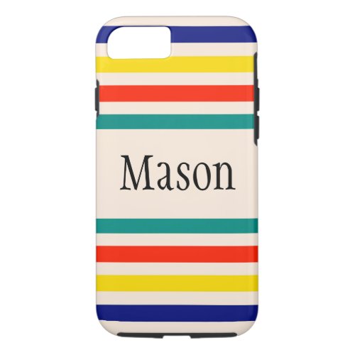 Customizable Vintage Striped iPhone 7 Case