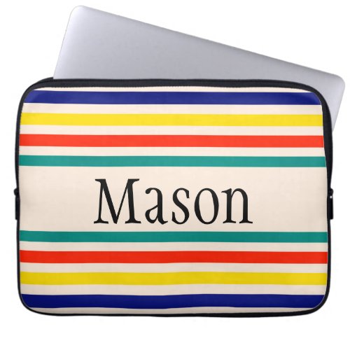 Customizable Vintage Striped Laptop Sleeve