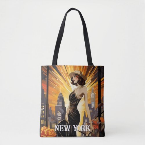 Customizable Vintage Travel Poster New York Tote Bag