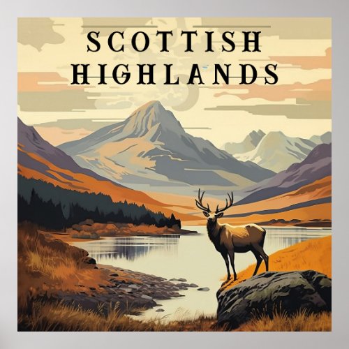 Customizable Vintage Travel Poster Scotland