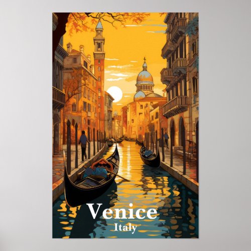 Customizable Vintage Travel Poster Venice Italy
