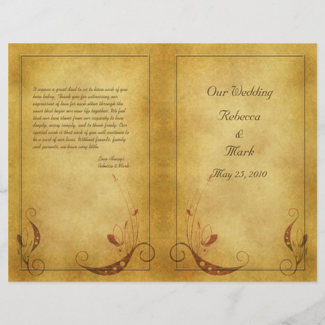 Customizable Vintage Wedding Program (Front)