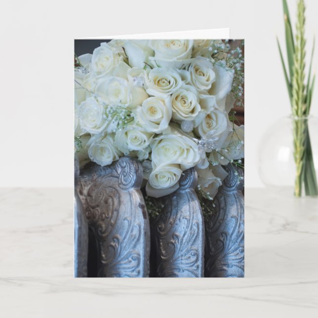 Customizable Vintage Yellow Rose Wedding Card (Front)