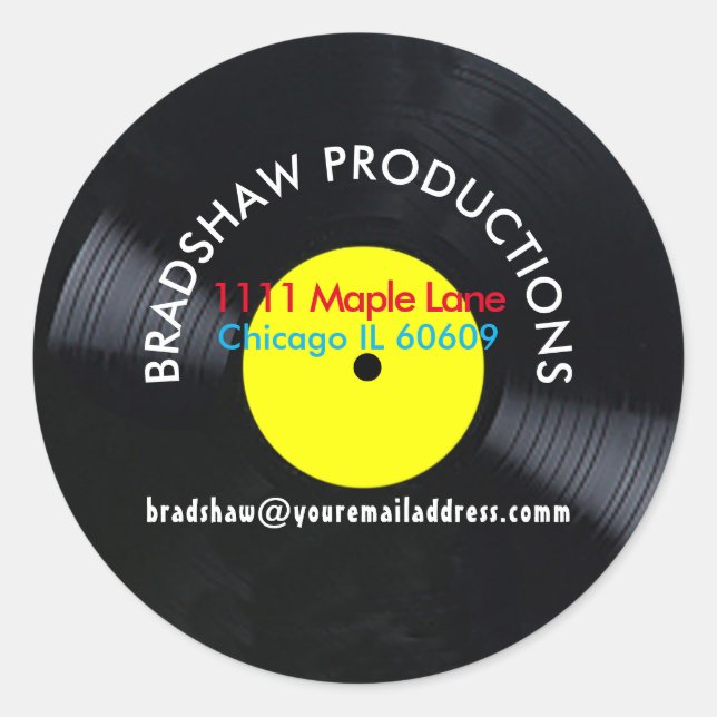 Customizable Vinyl Record Stickers (Front)
