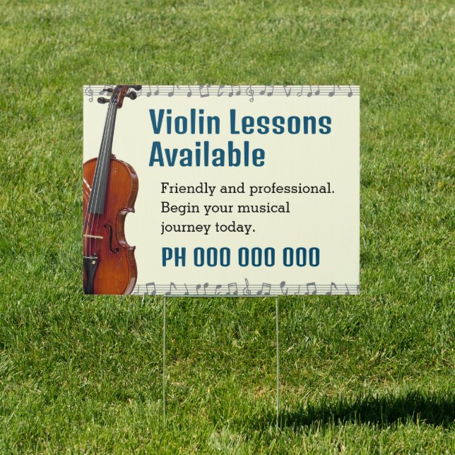 CUSTOMIZABLE VIOLIN LESSONS GARDEN SIGN (Insitu)